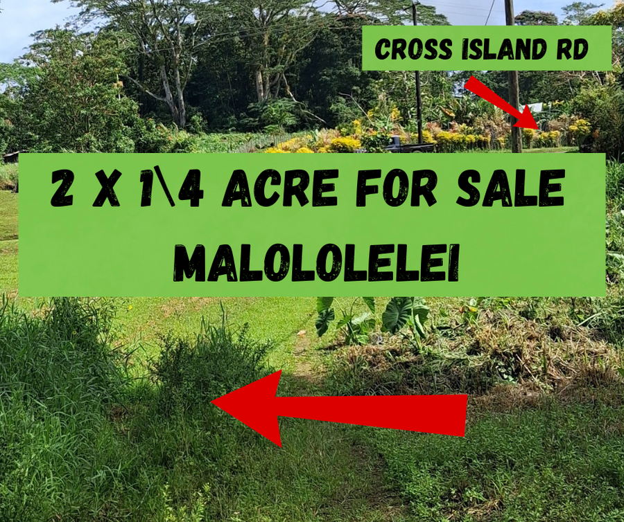 FOR SALE – TWO ¼ ACRE SECTIONS | MALOLOLELEI